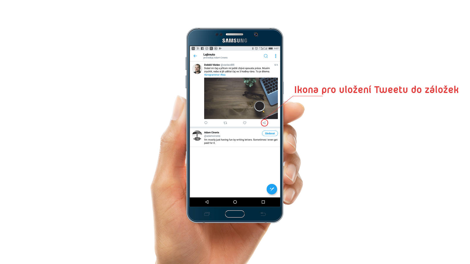 Twitter: Uložení zajímavých Tweetů na později