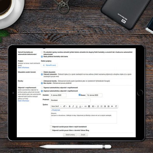 Automatická odpověď v Gmailu ve Vaší nepřítomnosti