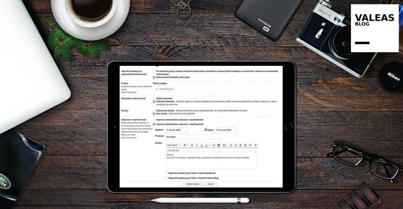 Automatická odpověď v Gmailu ve Vaší nepřítomnosti
