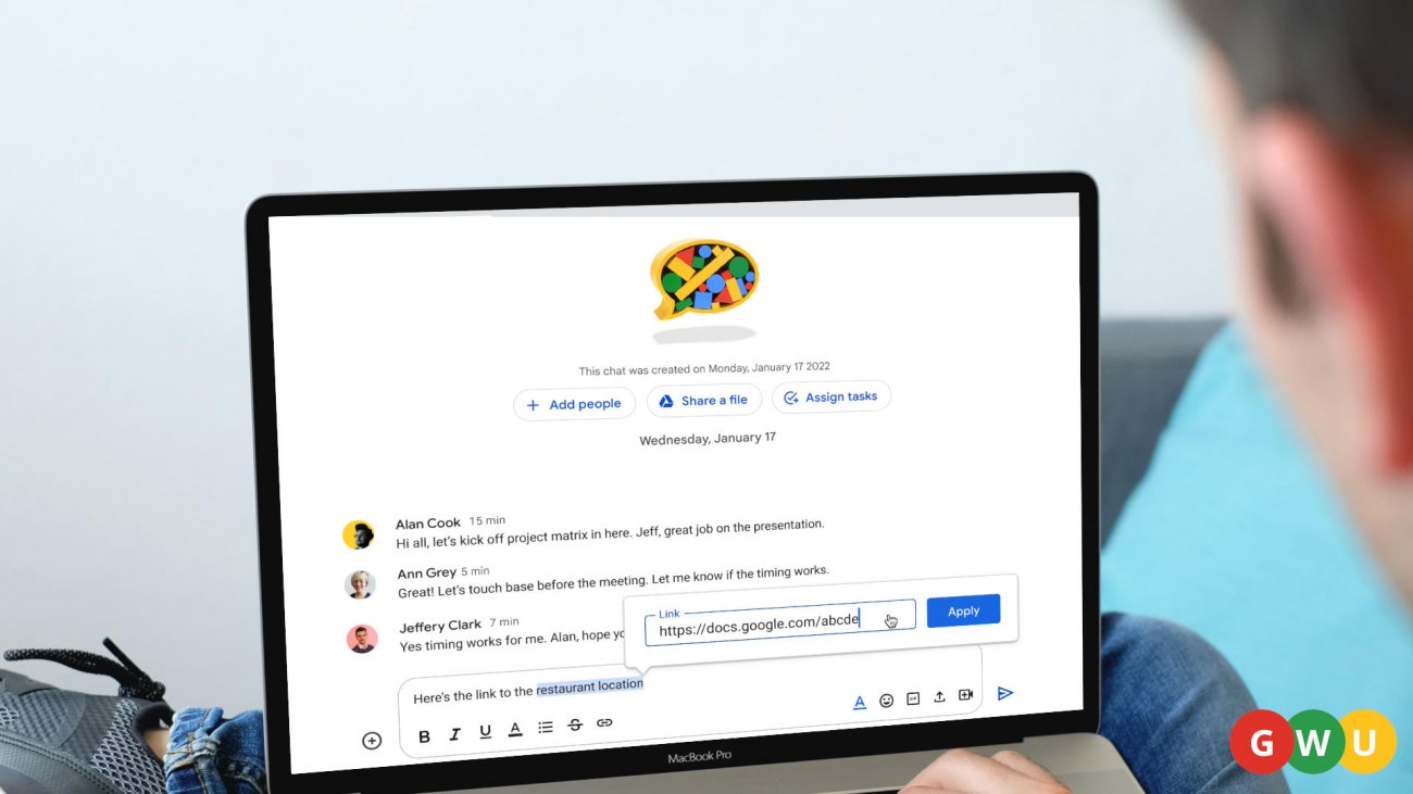 Google Workspace Update: Přidávání hypertextových odkazů do textu v Google Chatu